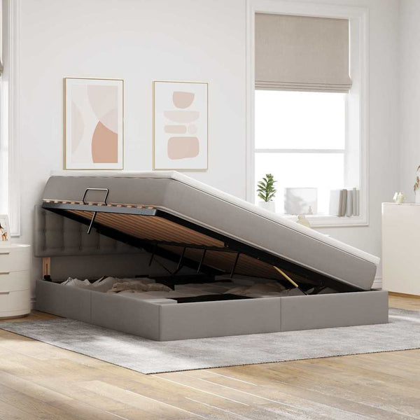 vidaXL Storage Bed with Mattress Taupe 160 x 200 cm Engineered Wood