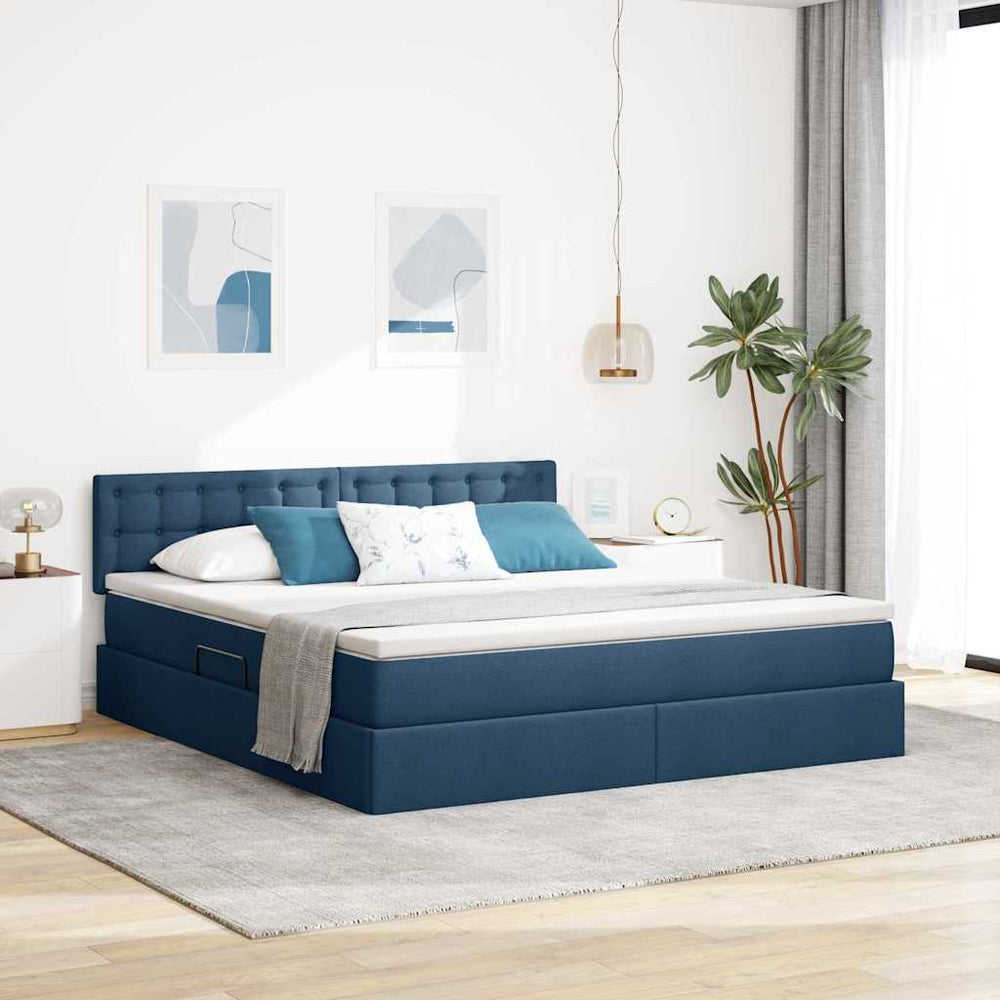 vidaXL Storage Bed with Mattress Blue 160 x 200 cm Engineered Wood