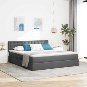 vidaXL Storage Bed with Mattress Dark Gray 180 x 200 cm