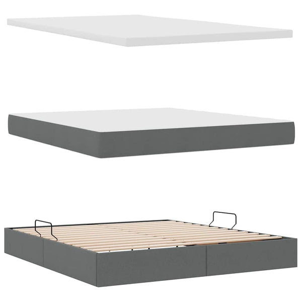 vidaXL Storage Bed with Mattress Dark Gray 180 x 200 cm