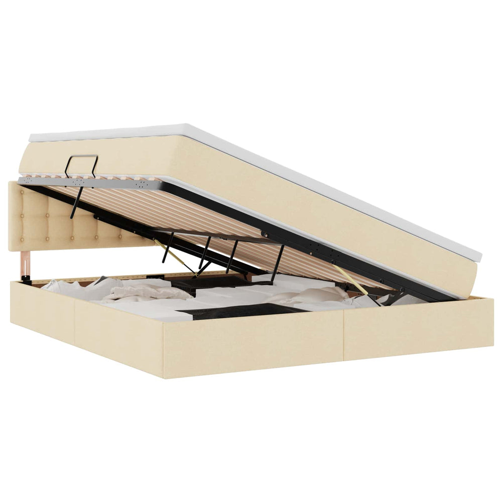 vidaXL Storage Bed with Mattress Cream 180 x 200 cm Engineered Wood