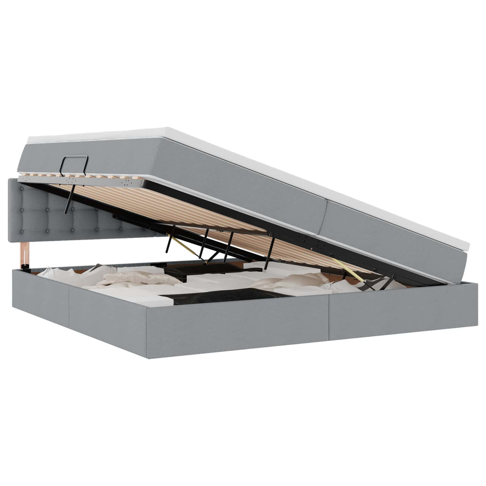 vidaXL Storage Bed with Mattress Light Gray 200 x 200 cm