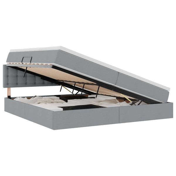 vidaXL Storage Bed with Mattress Light Gray 200 x 200 cm