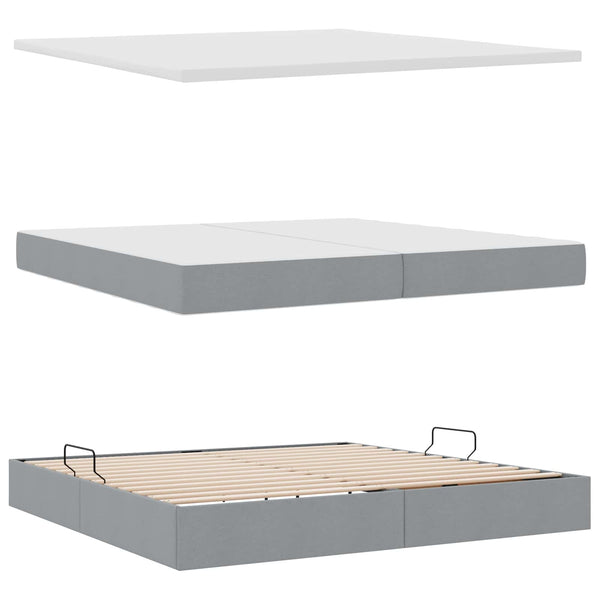 vidaXL Storage Bed with Mattress Light Gray 200 x 200 cm