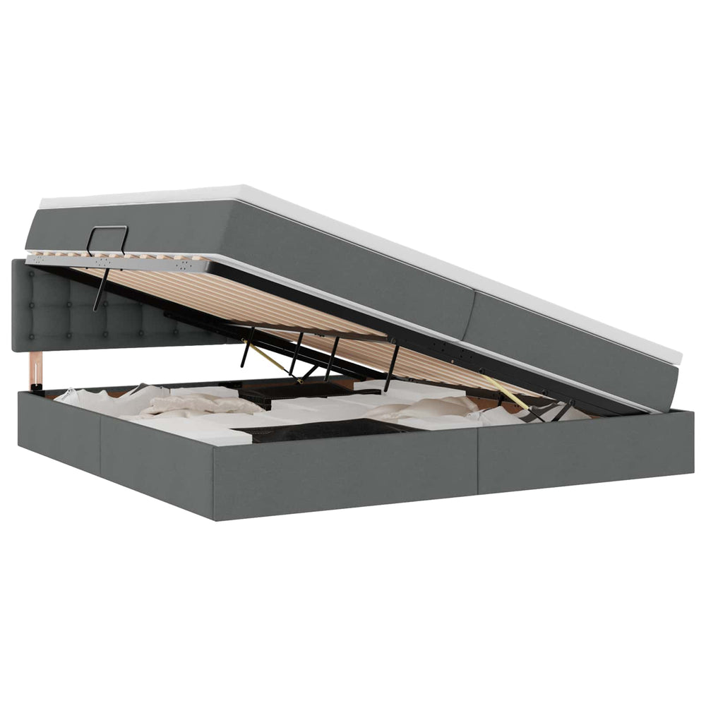 vidaXL Storage Bed with Mattress Dark Grey 200 x 200 cm