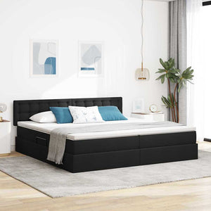 vidaXL Storage Bed with Mattress Black 200 x 200 cm
