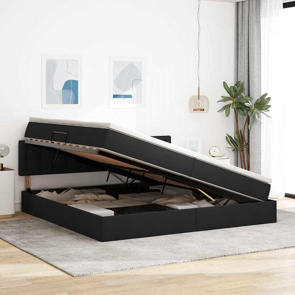 vidaXL Storage Bed with Mattress Black 200 x 200 cm