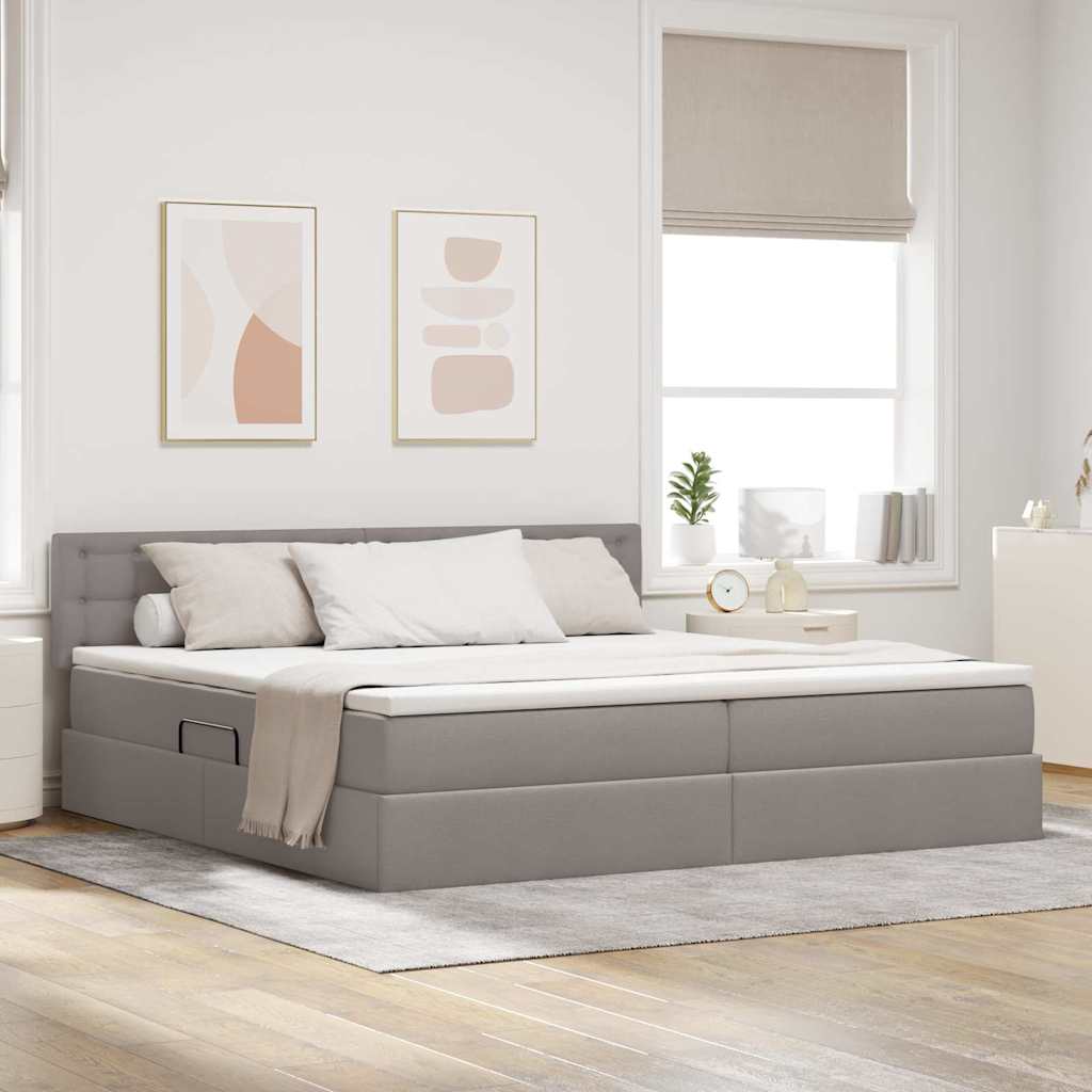 vidaXL Storage Bed with Mattress Taupe 200 x 200 cm Engineered Wood