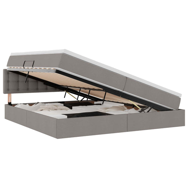 vidaXL Storage Bed with Mattress Taupe 200 x 200 cm Engineered Wood