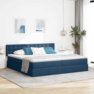 vidaXL Storage Bed with Mattress Blue 200 x 200 cm Engineered Wood