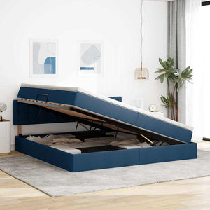 vidaXL Storage Bed with Mattress Blue 200 x 200 cm Engineered Wood