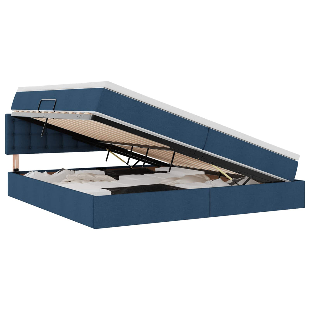 vidaXL Storage Bed with Mattress Blue 200 x 200 cm Engineered Wood