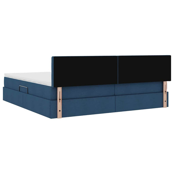 vidaXL Storage Bed with Mattress Blue 200 x 200 cm Engineered Wood