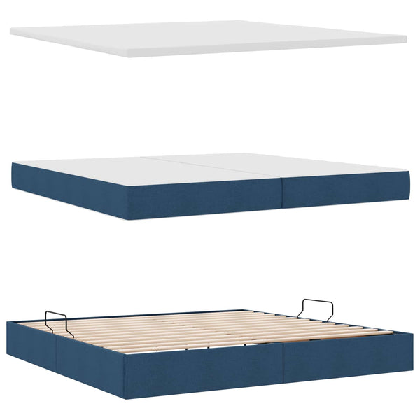 vidaXL Storage Bed with Mattress Blue 200 x 200 cm Engineered Wood