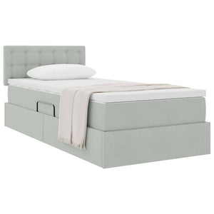 vidaXL Storage Bed with Mattress Light Gray 90 x 190 cm Velvet