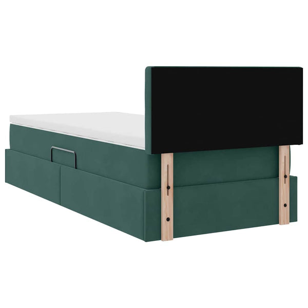 vidaXL Storage Bed with Mattress Dark Green 90 x 190 cm Velvet