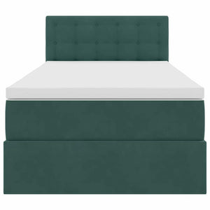 vidaXL Storage Bed with Mattress Dark Green 90 x 190 cm Velvet