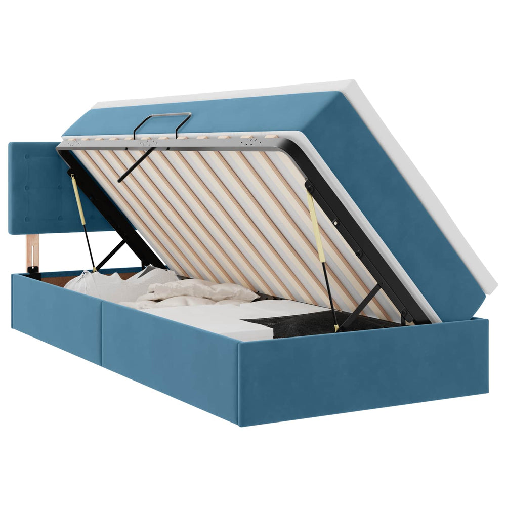 vidaXL Storage Bed with Mattress Dark Blue 90 x 190 cm Velvet