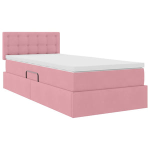 vidaXL Storage Bed with Mattress Pink 90 x 190 cm Velvet