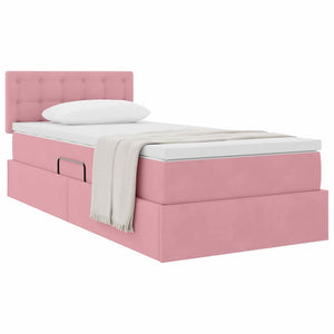 vidaXL Storage Bed with Mattress Pink 90 x 190 cm Velvet