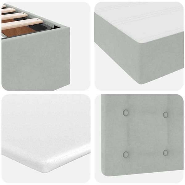 vidaXL Storage Bed with Mattress Light Gray 90 x 200 cm Velvet