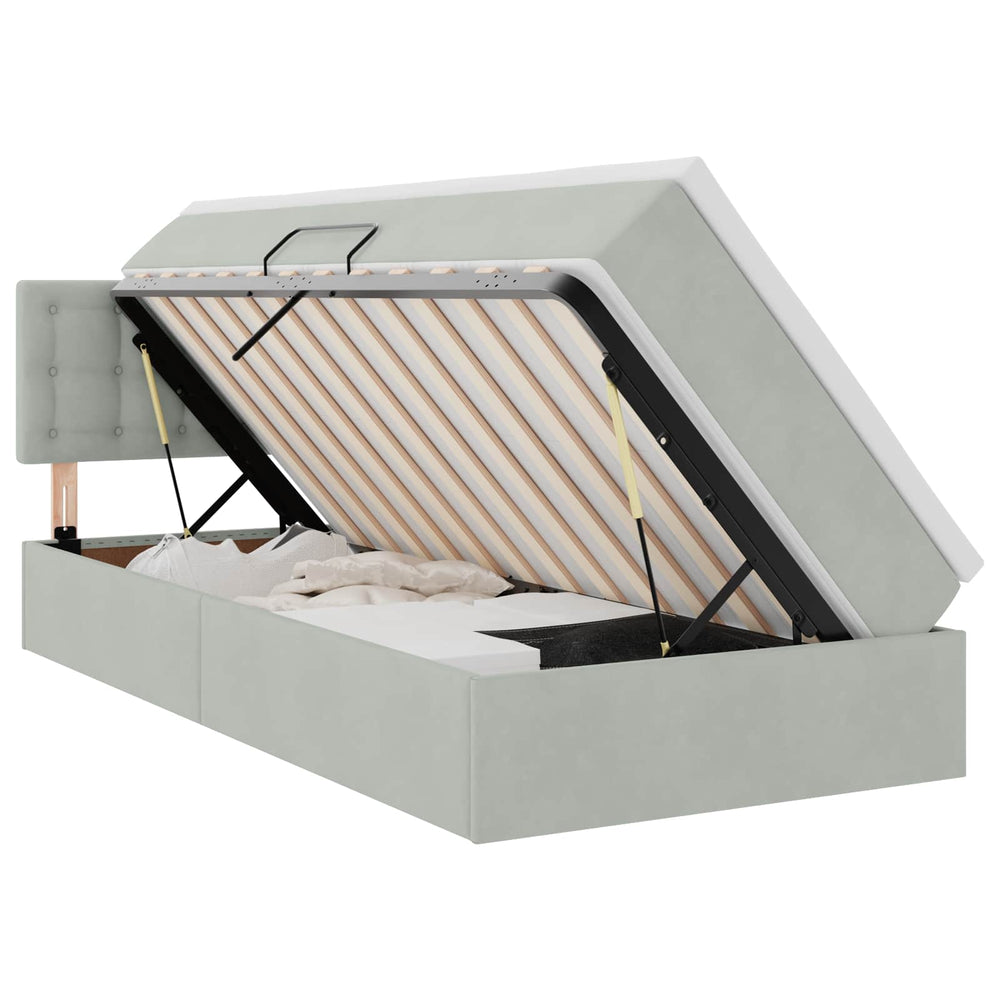 vidaXL Storage Bed with Mattress Light Gray 90 x 200 cm Velvet