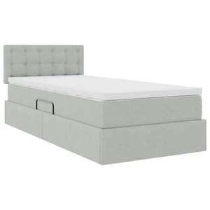 vidaXL Storage Bed with Mattress Light Gray 90 x 200 cm Velvet