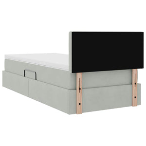 vidaXL Storage Bed with Mattress Light Gray 90 x 200 cm Velvet