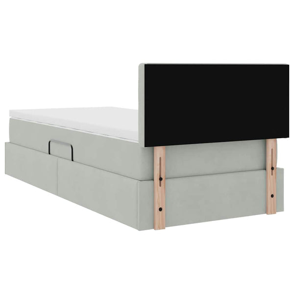vidaXL Storage Bed with Mattress Light Gray 90 x 200 cm Velvet