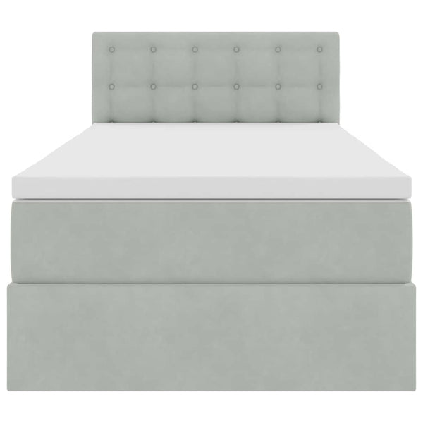 vidaXL Storage Bed with Mattress Light Gray 90 x 200 cm Velvet