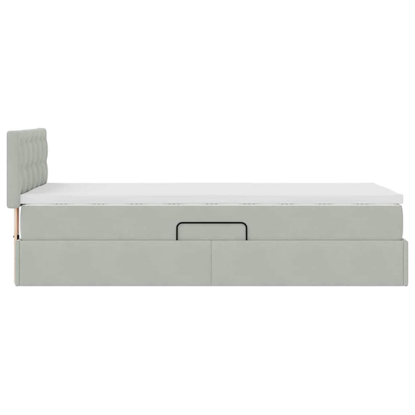 vidaXL Storage Bed with Mattress Light Gray 90 x 200 cm Velvet