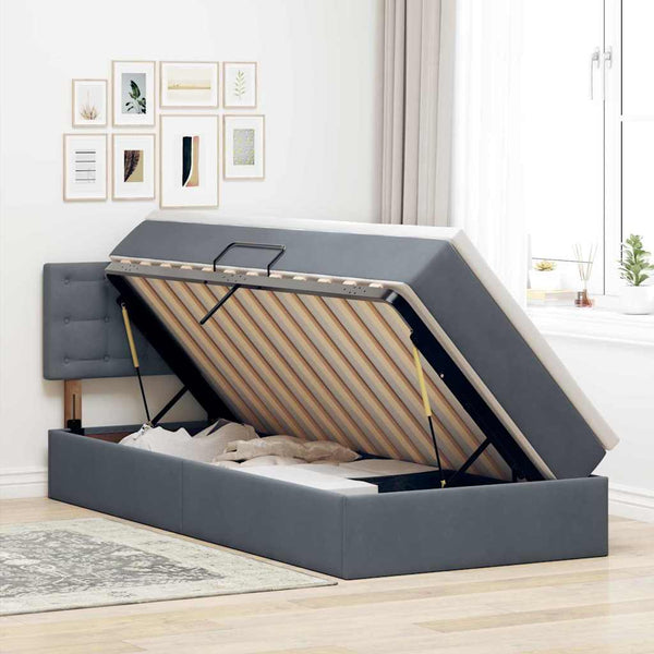 vidaXL Storage Bed with Mattress Dark Grey 90 x 200 cm Velvet