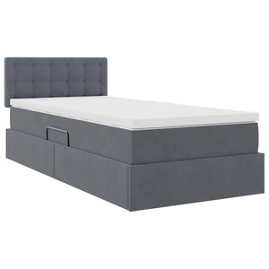 vidaXL Storage Bed with Mattress Dark Grey 90 x 200 cm Velvet