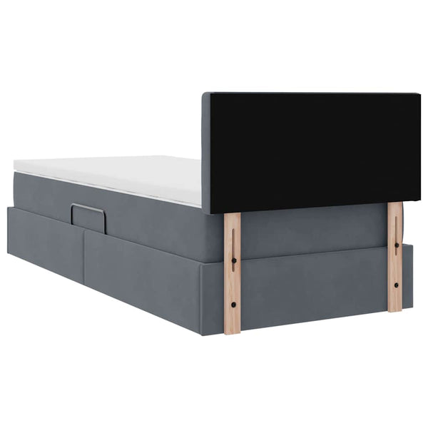 vidaXL Storage Bed with Mattress Dark Grey 90 x 200 cm Velvet