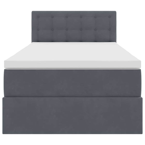 vidaXL Storage Bed with Mattress Dark Grey 90 x 200 cm Velvet