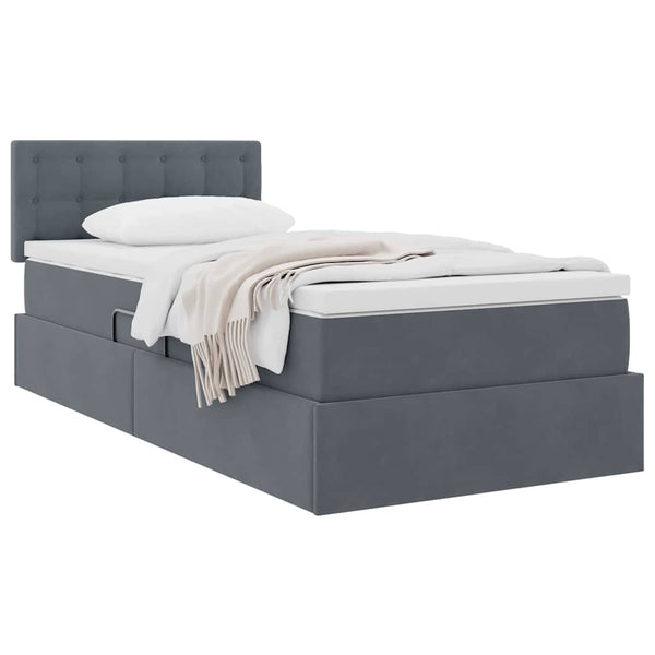 vidaXL Storage Bed with Mattress Dark Grey 90 x 200 cm Velvet