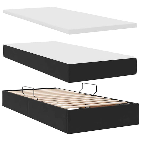 vidaXL Storage Bed with Mattress Black 90 x 200 cm Velvet
