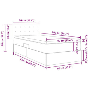 vidaXL Storage Bed with Mattress Black 90 x 200 cm Velvet
