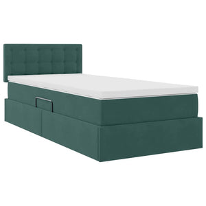 vidaXL Storage Bed with Mattress Dark Green 90 x 200 cm Velvet