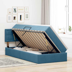 vidaXL Storage Bed with Mattress Dark Blue 90 x 200 cm Velvet