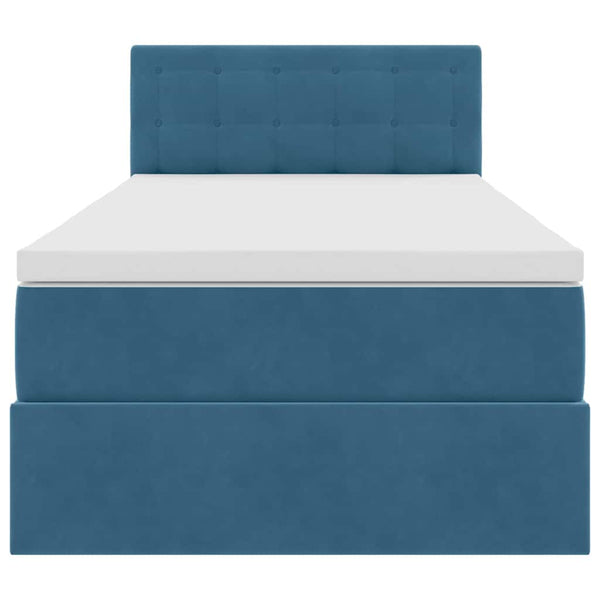 vidaXL Storage Bed with Mattress Dark Blue 90 x 200 cm Velvet