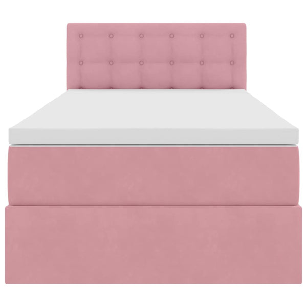 vidaXL Storage Bed with Mattress Pink 90 x 200 cm Velvet