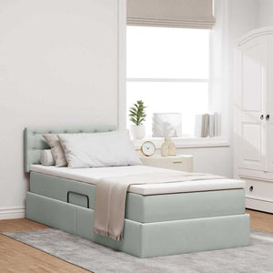 vidaXL Storage Bed with Mattress Light Gray 100 x 200 cm Velvet