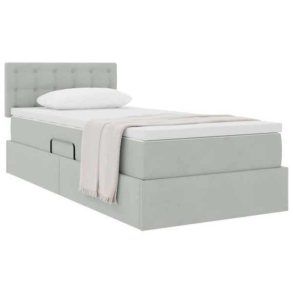 vidaXL Storage Bed with Mattress Light Gray 100 x 200 cm Velvet