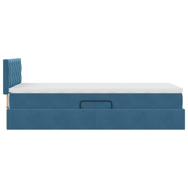 vidaXL Storage Bed with Mattress Dark Blue 100 x 200 cm Velvet