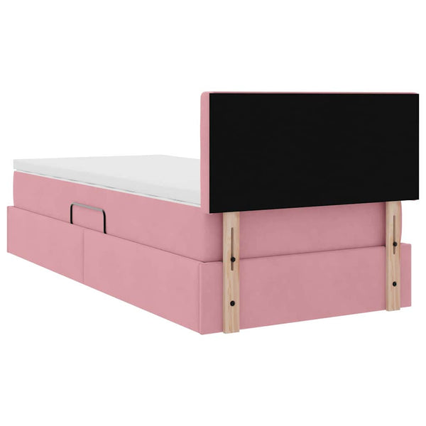 vidaXL Storage Bed with Mattress Pink 100 x 200 cm Velvet
