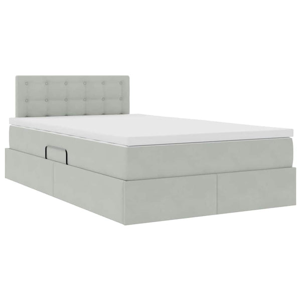 vidaXL Storage Bed with Mattress Light Grey 120 x 190 cm Velvet