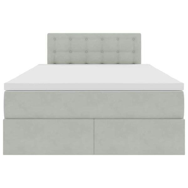 vidaXL Storage Bed with Mattress Light Grey 120 x 190 cm Velvet