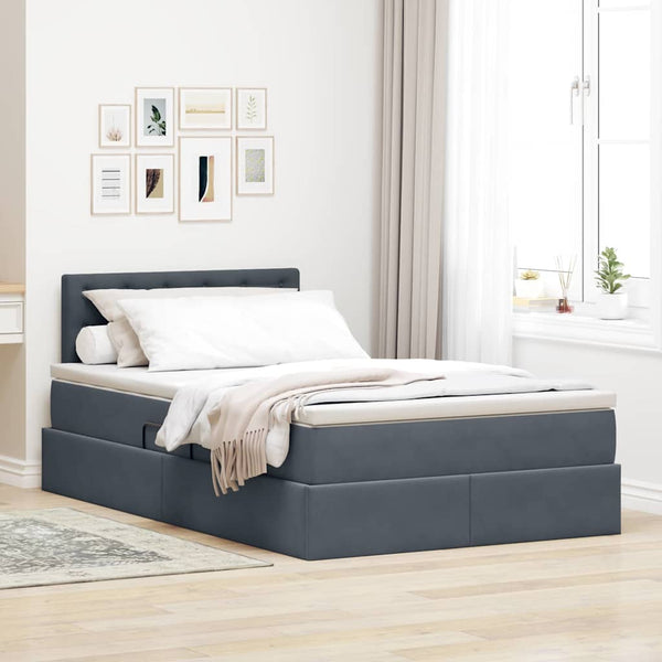 vidaXL Storage Bed with Mattress Dark Grey 120 x 190 cm Velvet