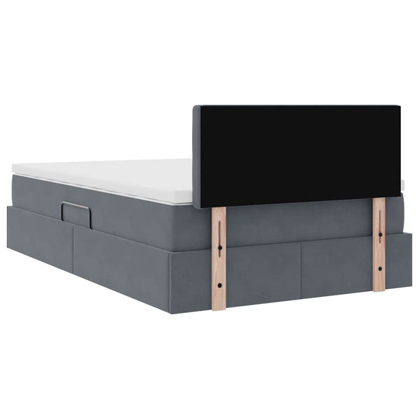 vidaXL Storage Bed with Mattress Dark Grey 120 x 190 cm Velvet